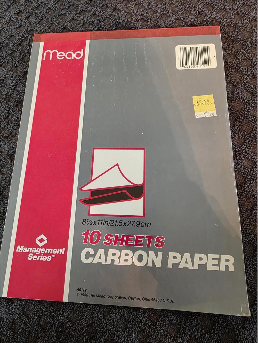 Vintage Mead Carbon Paper 8.5 x 11 8 Sheets of 10 Management Series